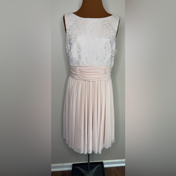JH Evenings Champagne Shimmery Formal Semi Prom Party Bridesmaid Dress Size 12 - Picture 1 of 8